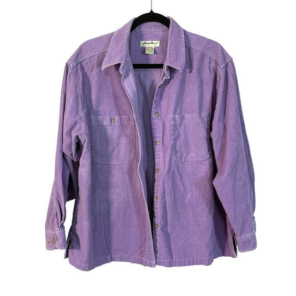 Eddie Bauer Lavender Corduroy Shirt XXL Women’s Long Sleeve Button Front - Picture 1 of 4